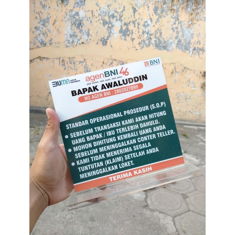 

BAHAN TEBAL AKRILIK UKURAN 18X18CM PAPAN AGEN BNI