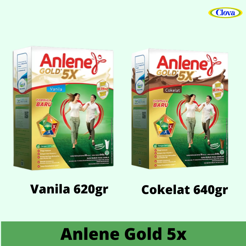 

Anlene Gold 5x Susu Bubuk Untuk Tulang, Sendi, dan otot Vanila 620gr / Cokelat 640gr