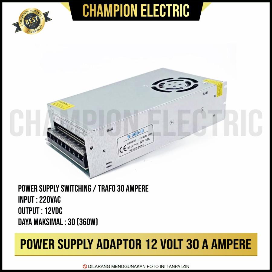 Adaptor Power Supply 12V 30A Switching LED Trafo 30 Ampere