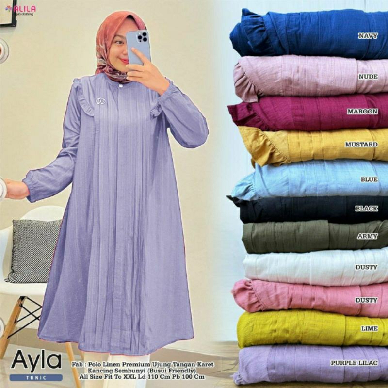 Hijabbstory Ayla Tunik 110 Allsize Tunic Tunik Toyobo Cantik Grosir Murah Ootd  All1 solo