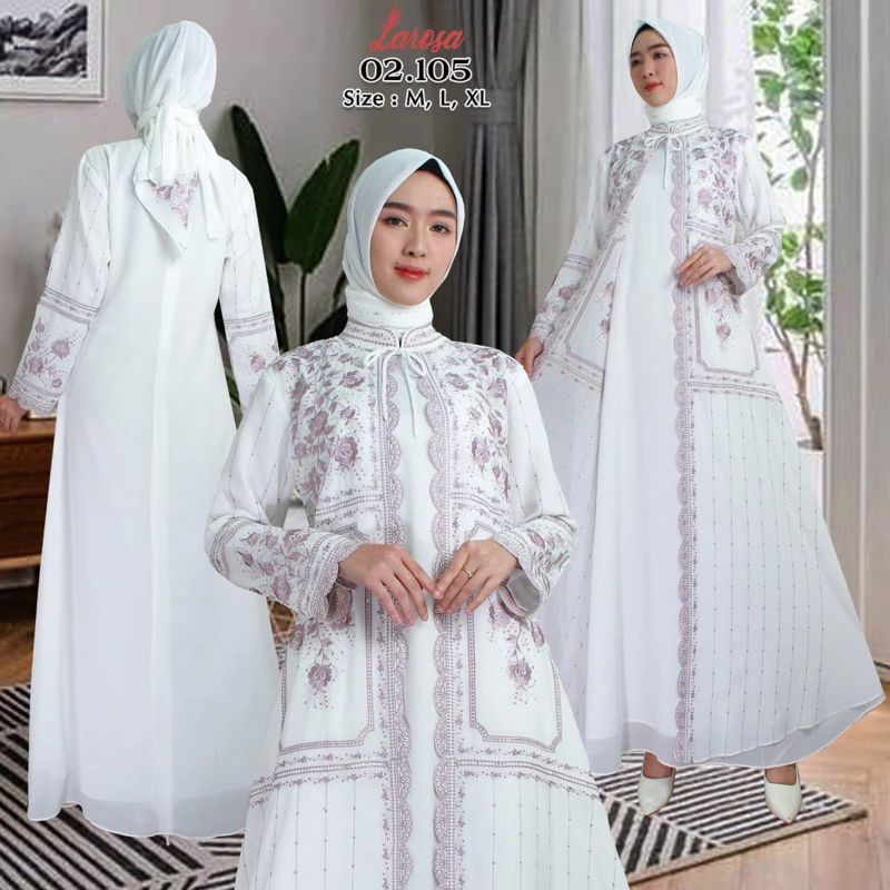 SET GAMIS LAROSA BORDIR ORIGINAL  02.105  /  LAROSA DRESS ORI SET HIJAB   /  GAMIS LAROSA ORIGINAL S