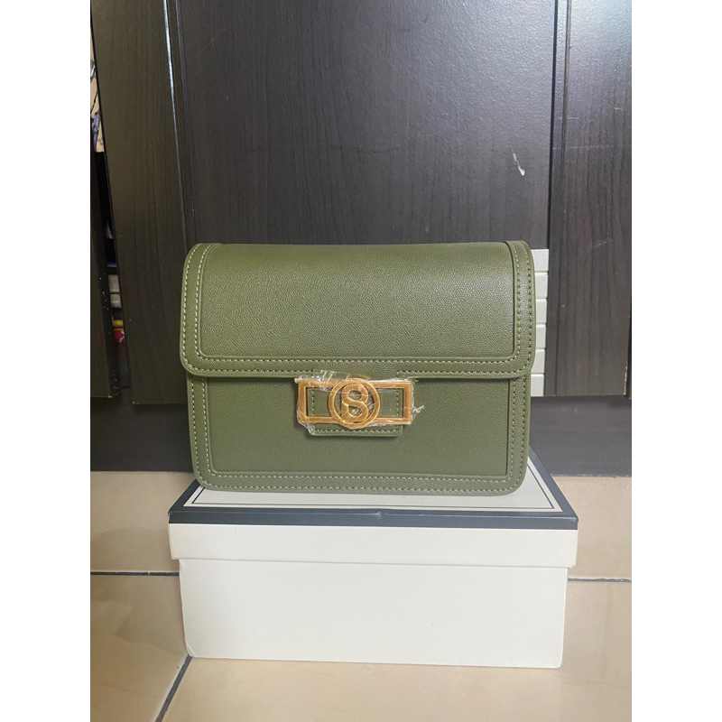 PL Buttonscarves- Izzy Shoulder Bag/Dark Green