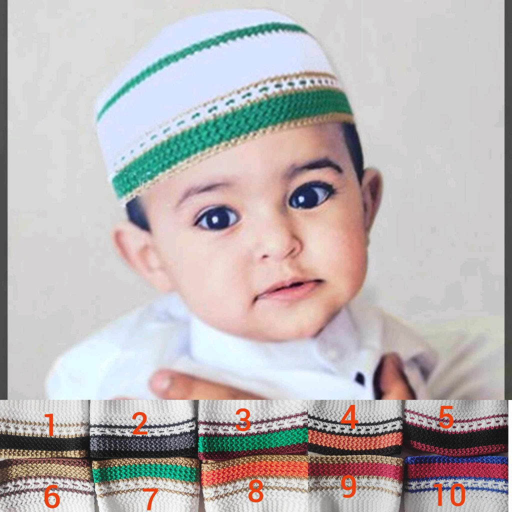kopiah anak rajut strip // kopiah anak multiwarna