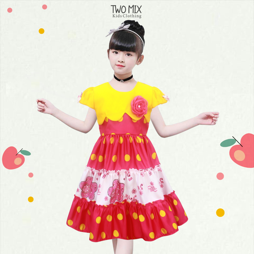 Two Mix - Baju Dress Anak Perempuan Lucu Satin 1-8 Tahun Y885