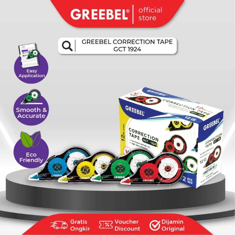 

TOKO RAHAYU - (12PCS) GREEBEL TIPE X CORRECTION TAPE GCT-1924