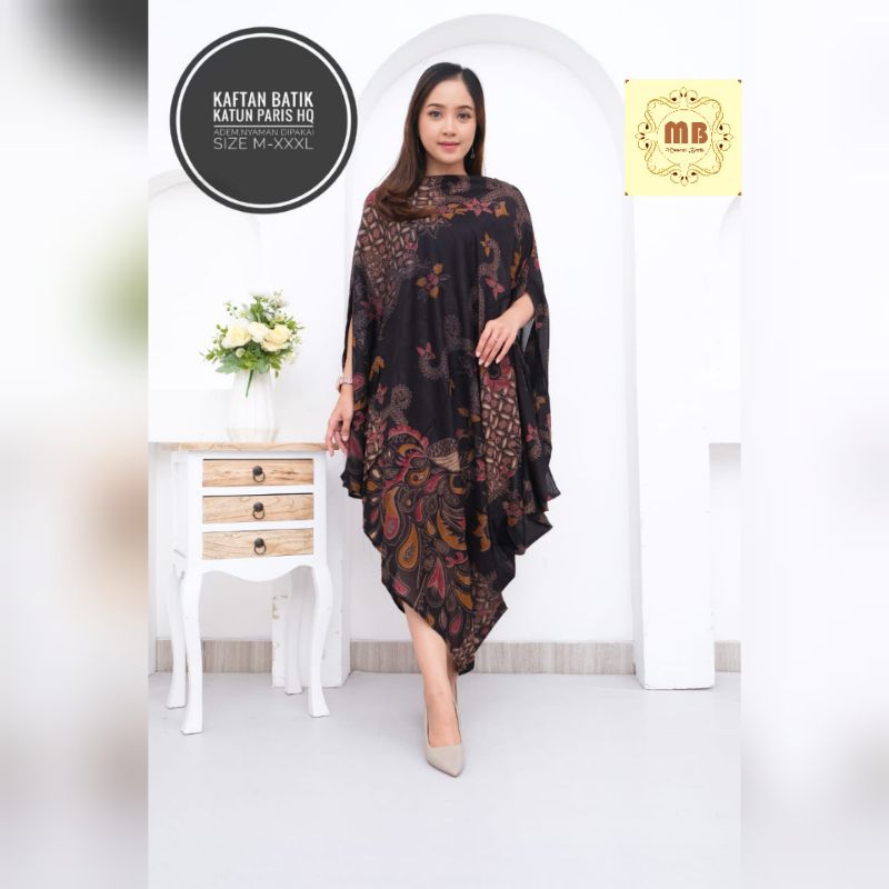 kaftan batik kondangan wanita model terbaru katun paris jumbo