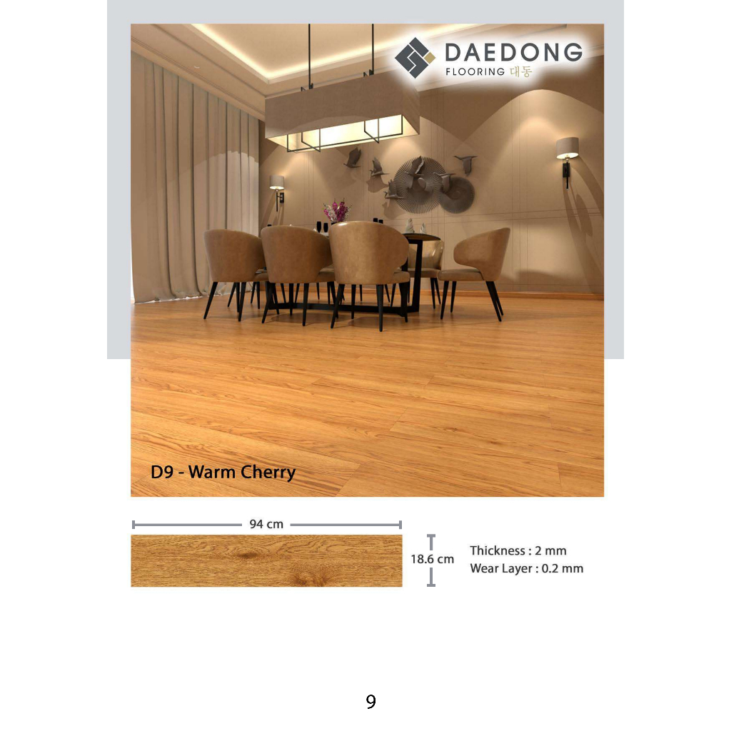 Lantai Vinyl Daedong 3Mm Motif Serat Kayu (1 Box Isi 2,45M2)