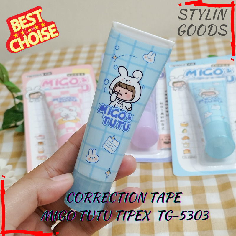 

TERBARU TG-5303 CORRECTION TAPE MIGO & TUTU / TIP EX GULUNG TWINGGO BENTUK ODOL / PERLENGKAPAN SEKOLAH / MERCHANDISE IMUT LUCU BISA COD