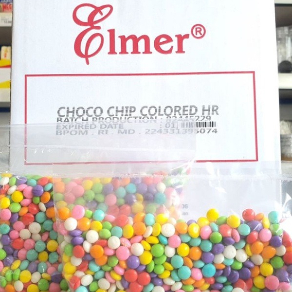 

Elmer Chocochip Coloured 100gr Cokelat Choco Chip Compound Manis Warna-warni