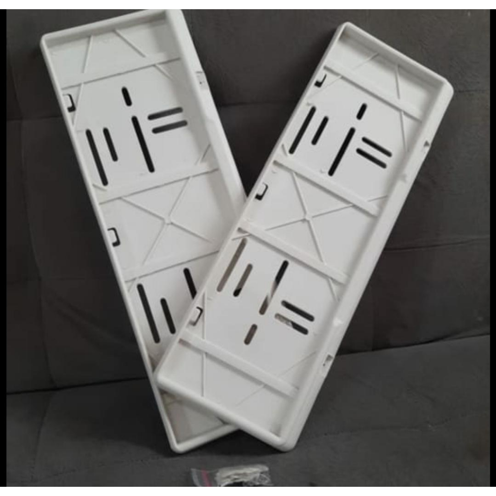 Tatakan Plat Nomor Dudukan Mobil Warna Putih + Tongkat E toll