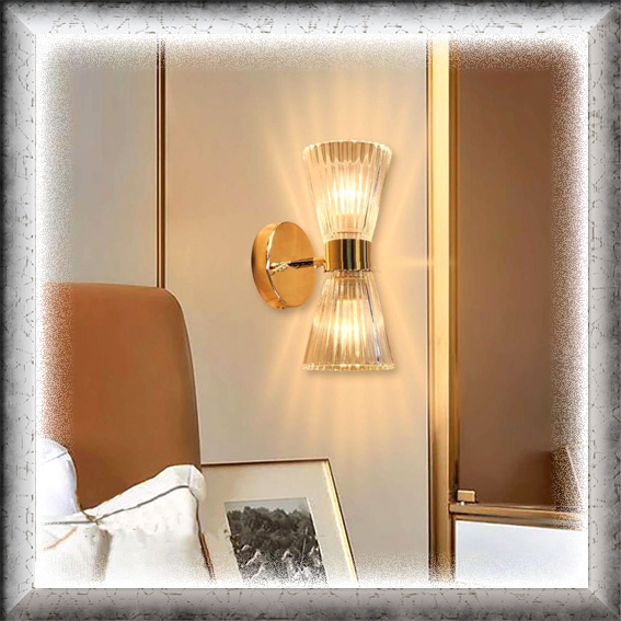 Lampu hias dinding MODERN MINIMALIS GOLD 2 arah atas bawah kaca tebal minimalis elegan lighting livi