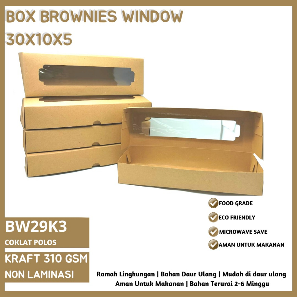 Dus Brownies 30x10 Dus Kaca Polos (BW29.K3)