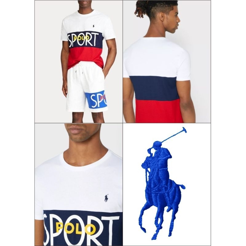 Kaos / Tshirt Branded kombinasi warna putih navy merah