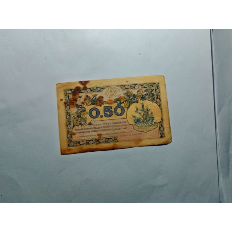 Koleksi Uang Kuno 50 Centimets Chambre Paris Perancis 1920