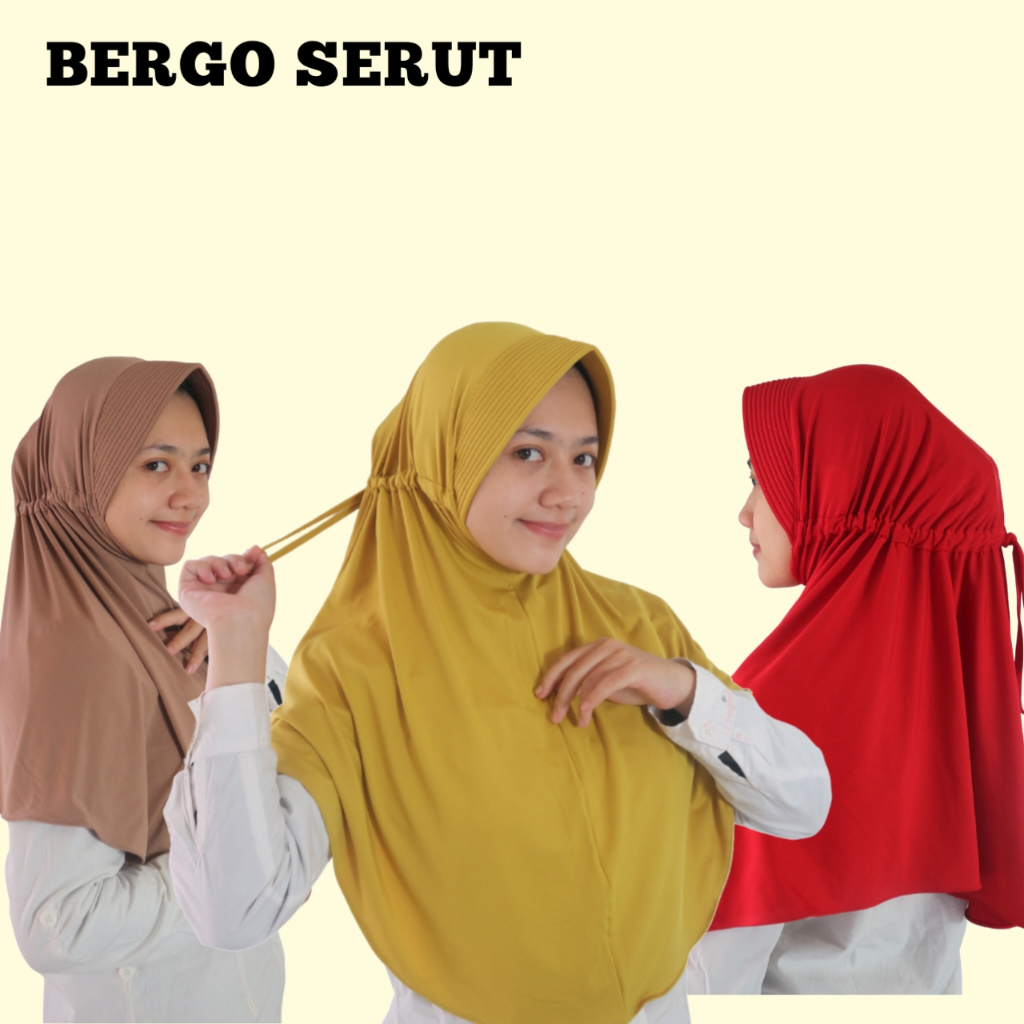 HIJAB INSTAN BERGO SERUT JOKOWI JERSEY PREMIUM | HIJAB BERGO SERUT TALI | SERUT TALI | BERGO INSTAN 