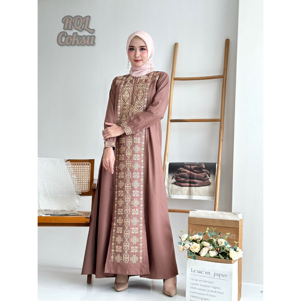 Gamis katun Toyobo Polos Bordir Code Hajrah Zircon