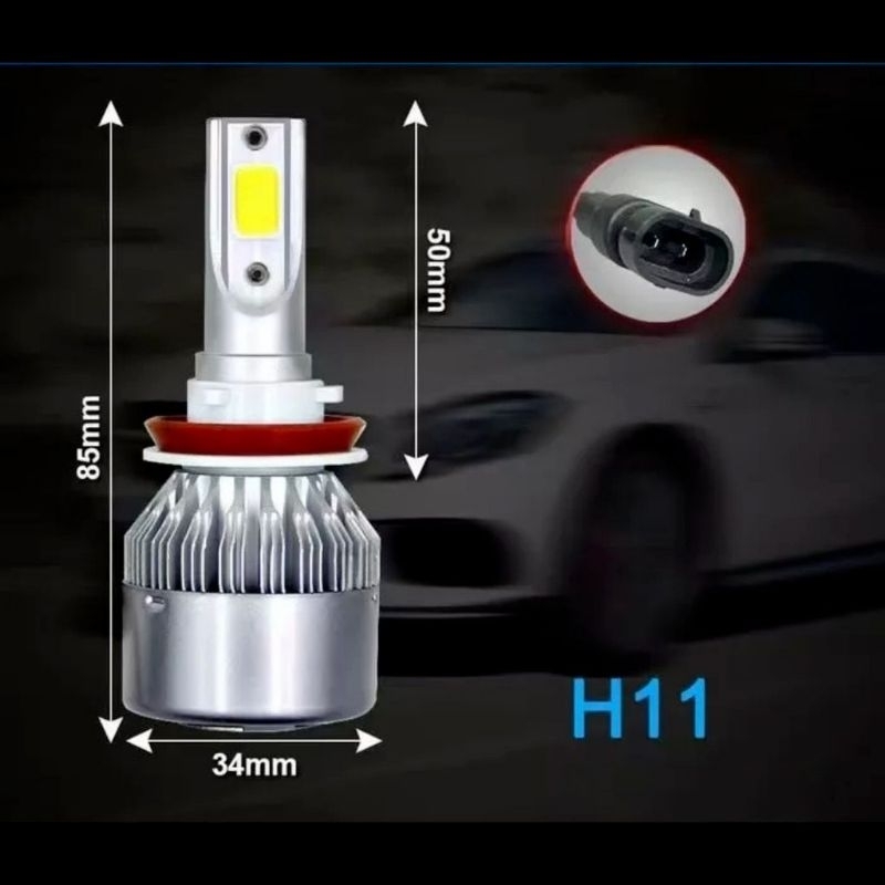 Lampu Utama Led Mobil Headlight C6 Silver H11 36 Watt