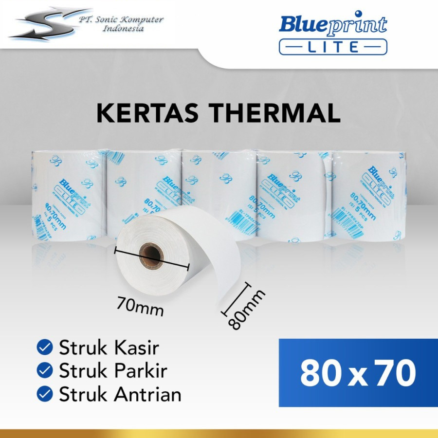 

Kertas Thermal Blueprint Lite 80x70 Kertas Struk Kasir Nota 80x70mm