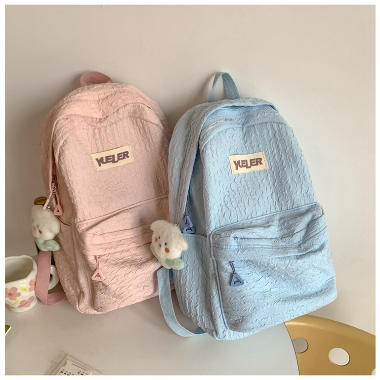 Mores Tas Ransel Laptop Wanita Pastel Siyon Korean Nilon backpack Import polos Tas sekolah Crepe laptop lucu kuliah remaja