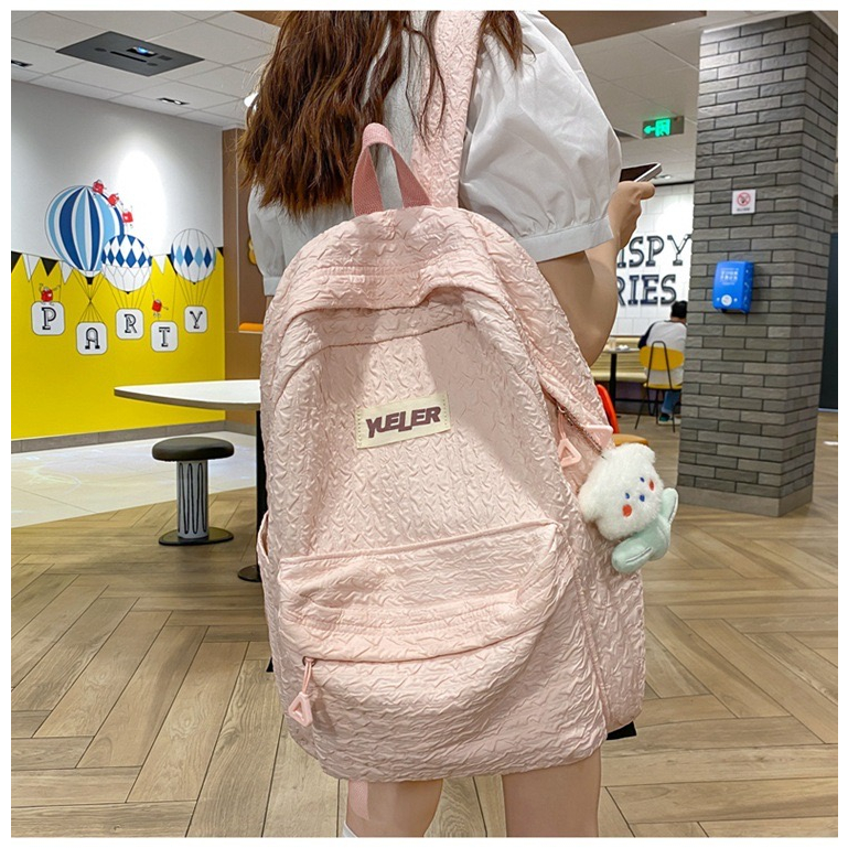 Mores Tas Ransel Laptop Wanita Pastel Siyon Korean Nilon backpack Import polos Tas sekolah Crepe laptop lucu kuliah remaja