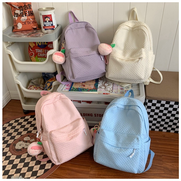 Mores Tas Ransel Laptop Wanita Pastel Kalia Korean Nilon backpack Import polos Tas sekolah laptop lucu kuliah remaja