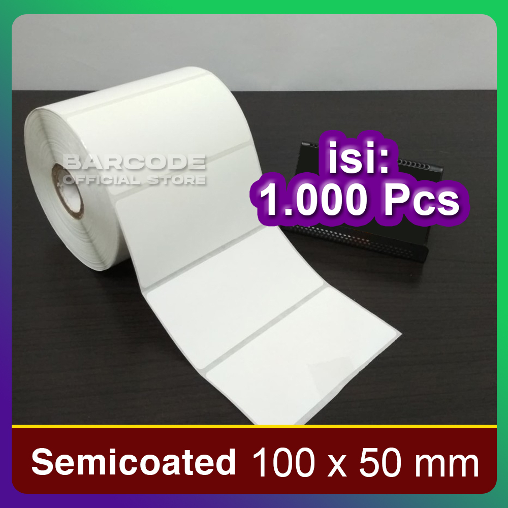 

Label Barcode Semicoat 100 x 50 / 100x50 mm Stiker 1 Line Isi 1000 Pcs