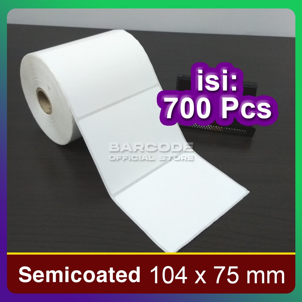 

Label Semicoat 104 x 75 / 104x75 mm Sticker Barcode 1 Line Isi 700 Pcs