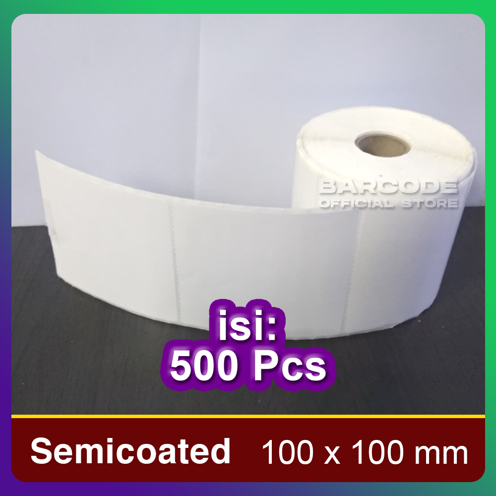 

Label Barcode 100x100 / 100 x 100mm Stiker Semicoat 1 Line 500Pcs