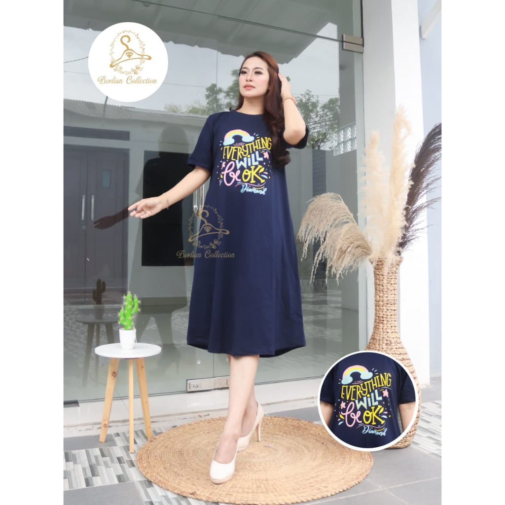 Daster Jumbo Kaos Cotten Tebal 20s Ld 120 Pb 110 Homedress Sablon Wanita