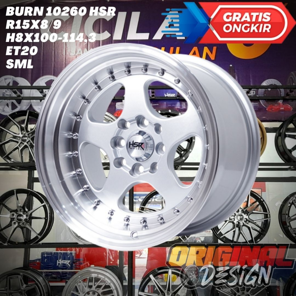 Velg Mobil CELONG Ring 15 HSR BURN R15 Lebar 8/9 Lobang 4 ET20 SML