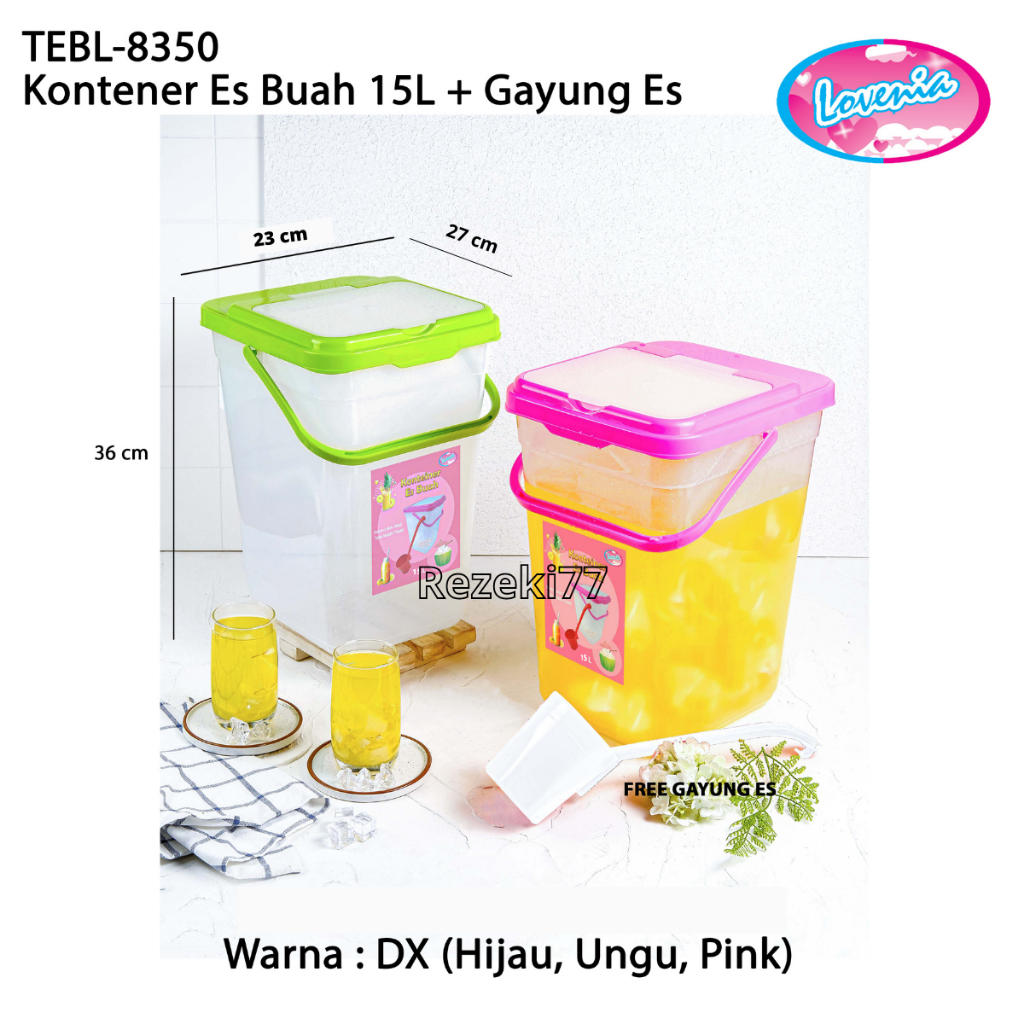 Toples Es Buah + Gayung Lovenia 15 Liter / 25 Liter/ Aquarium Es Buah / Kontainer Es Buah
