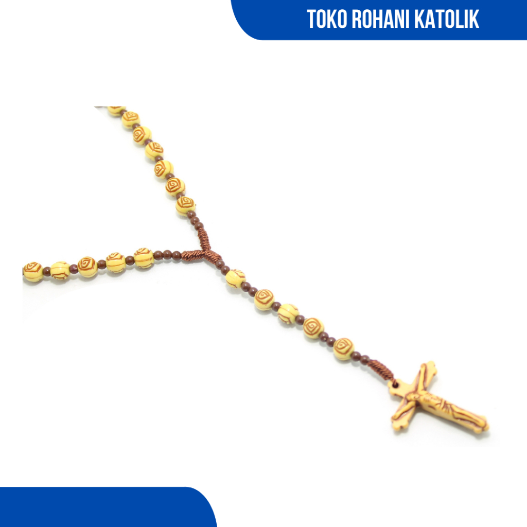 ROSARIO AKRILIK MOTIF MAWAR / KALUNG ROSARIO KATOLIK / KALUNG KATOLIK / ROSARIO PRIA WANITA
