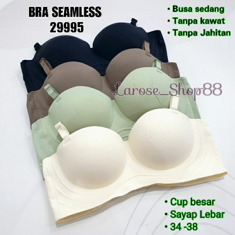 PROMO Bh Seamless 29995 Cup setengah Tanpa Kawat Busa Sedang Kait 3 Bra Cup Setengah Tanpa Jahitan