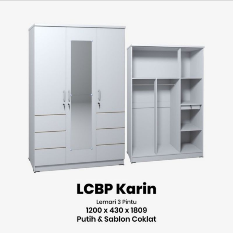 LEMARI BAJU / LEMARI PAKAIAN 3 PINTU LEMARI MINIMALIS LEMARI GANTUNG LEMARI KACA MEREK GSTAR