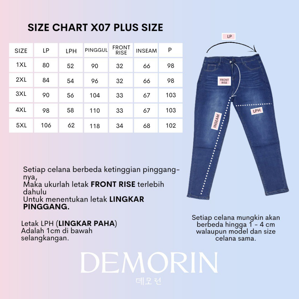 DEMORIN - Celana Jeans Wanita Highwaist Skinny Straight Kekinian - x07 Plus Size