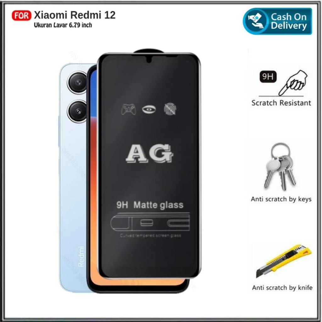 Tempered Glass REDMI 12 Tempered Glass Full Layar Matte Dove Glare