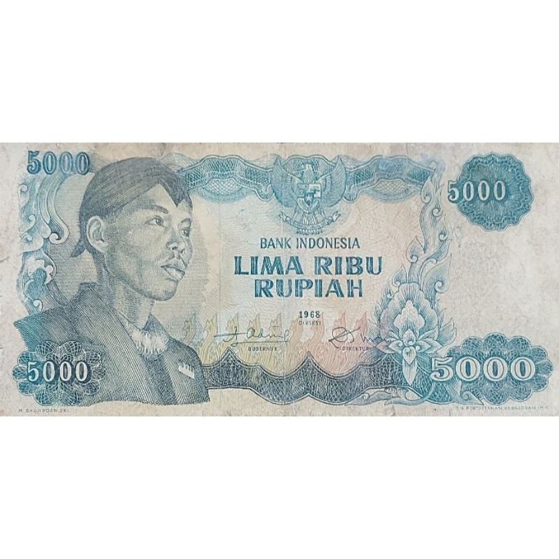 #Termurah Uang Kuno Negara Indonesia Series Sudirman 5000 Rupiah 1968 Kondisi Kertas AXF -XF Utuh Bagus Renyah Original 100%