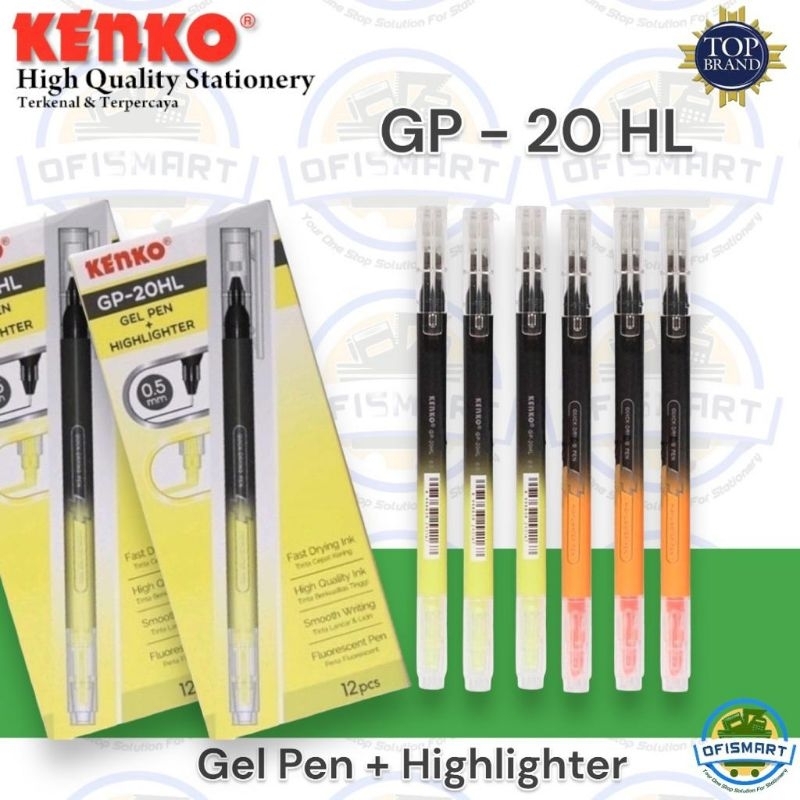 

Kenko Gel Pen 2in1 Highlighter GP-20HL 0,5mm | @1Ktk=12Pcs