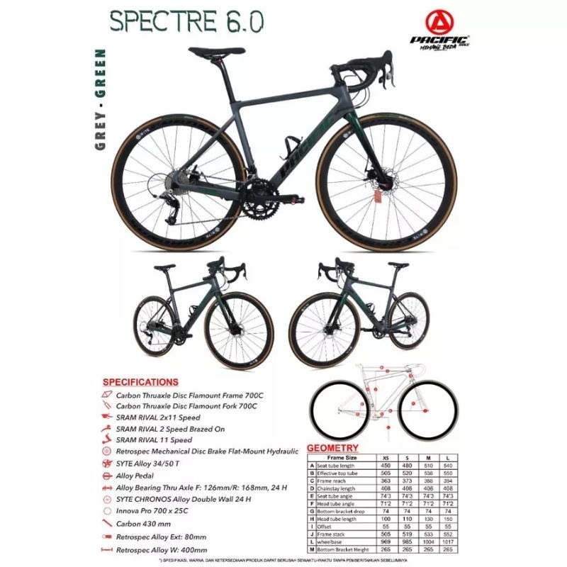 SEPEDA PACIFIC ROAD BIKE SPECTRE 6.0