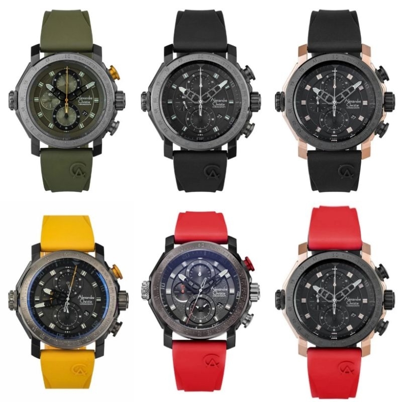 TERMURAH Jam Tangan Pria Alexandre Christie AC 6565 AC6565 SPORTY black red yellow green army Rubber