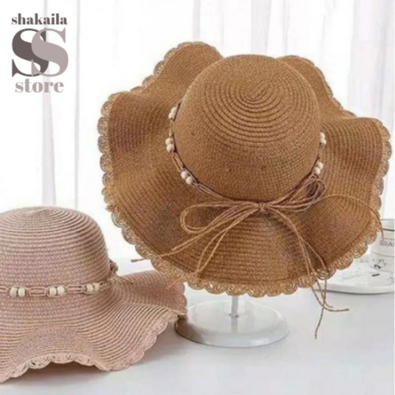 Topi pantai IMPOR / Topi pantai / Topi pantai lebar /Topi pantai gelombang motif KANCING