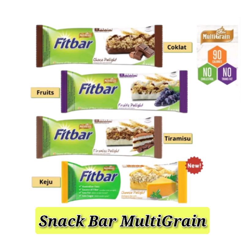 

FITBAR MULTIGRAIN Rasa Tiramisu,Choco,Fruits,Cheese isi 20g Harga Satuan