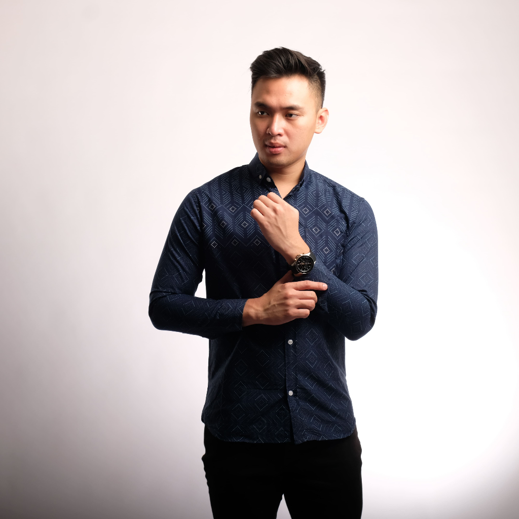 KYBOST VERTUCCI Kemeja Pria Mens Lengan Panjang Pendek Motif VTC035