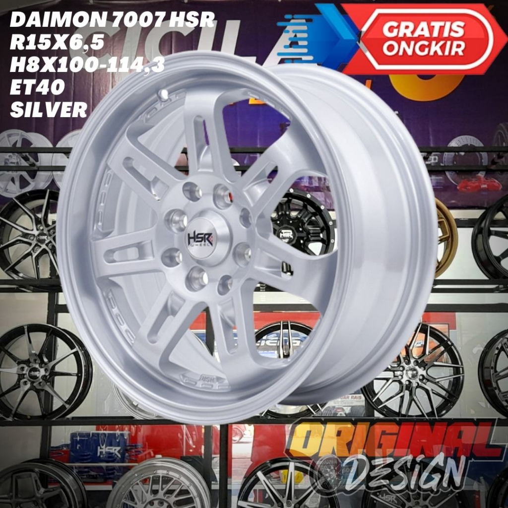 Velg Mobil Ring 15 HSR DAIMON R15 SILVER Untuk FREED , MOBILIO , BRIO