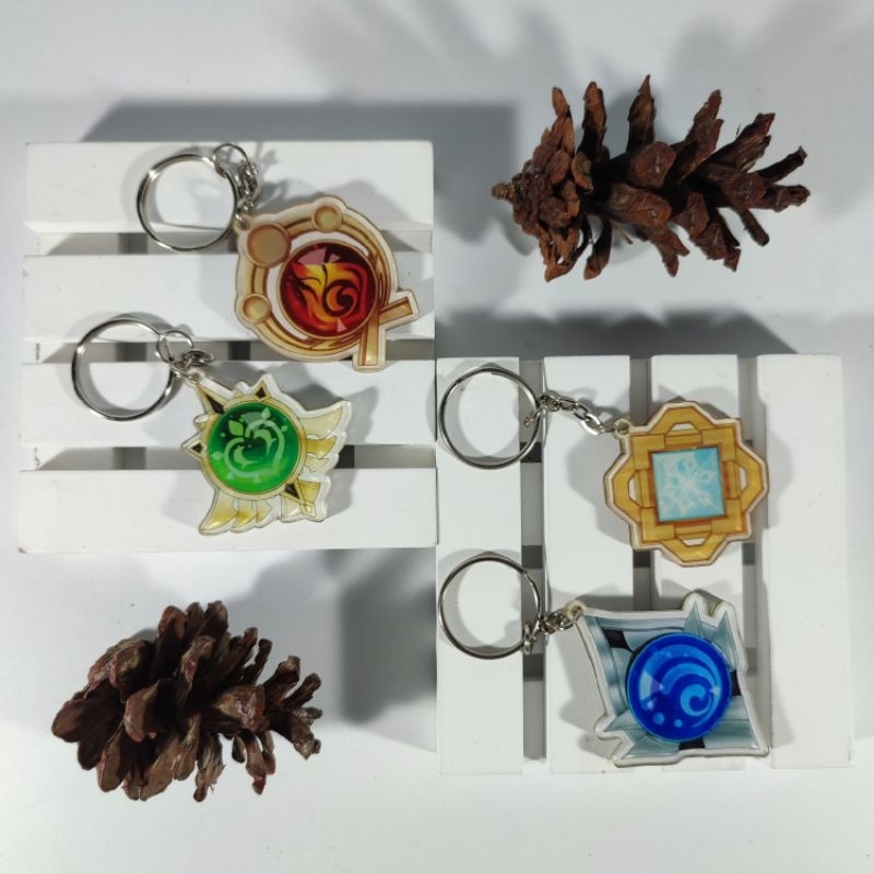 Gantungan Kunci Vision Genshin Impact - Keychain Anime Game Inazuma Mondstatd Liyue Baal Raiden Shog