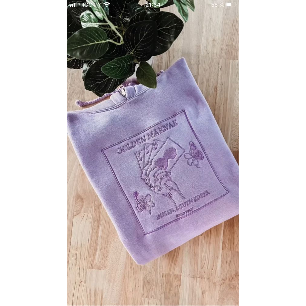 Hoodie lylac Golden Maknae JJK fleece bordir premium