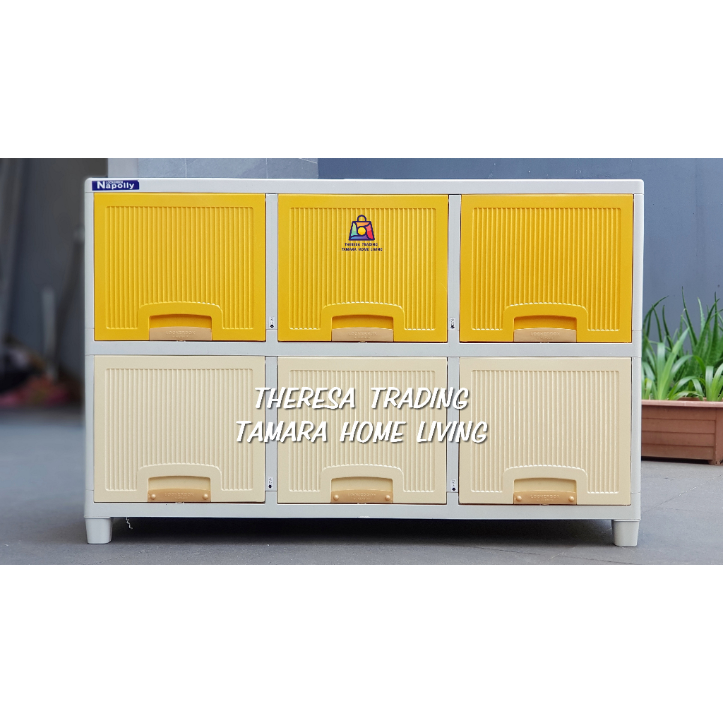 LEMARI PLASTIK MEJA TV LED NAPOLLY 2 x 3 TRIPLE 3206 PINTU 6 SERBA GUNA MEJA TV