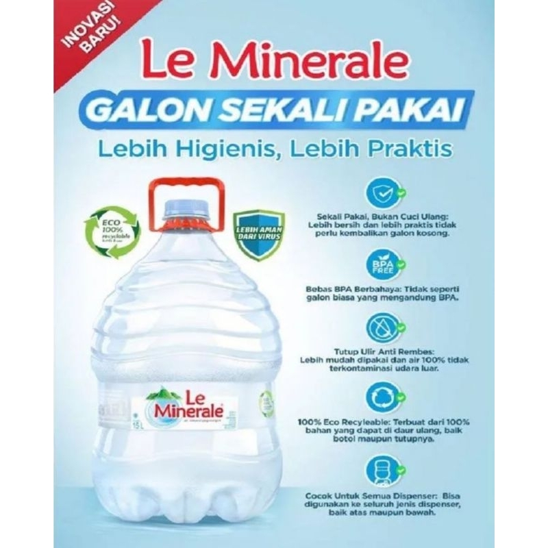 

Air Galon Le Mineral 15L + Isi Le Mineral Air Galon Original + Isi 15Liter