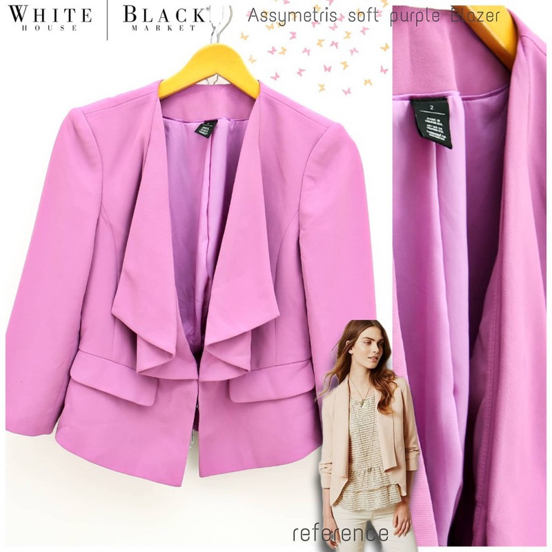 WHBM Assymetris Front Drape Soft Purple Blazer