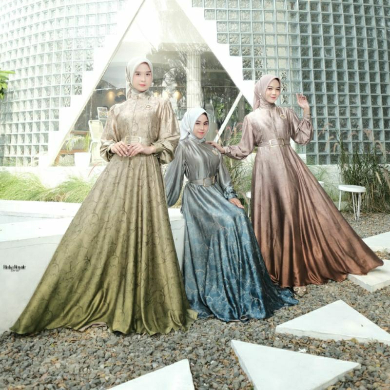 Rinka Royale Floral Ombre Dress MK/Solfieshop/Dress kondangan/Dress perempuan terbaru/fashion dress 